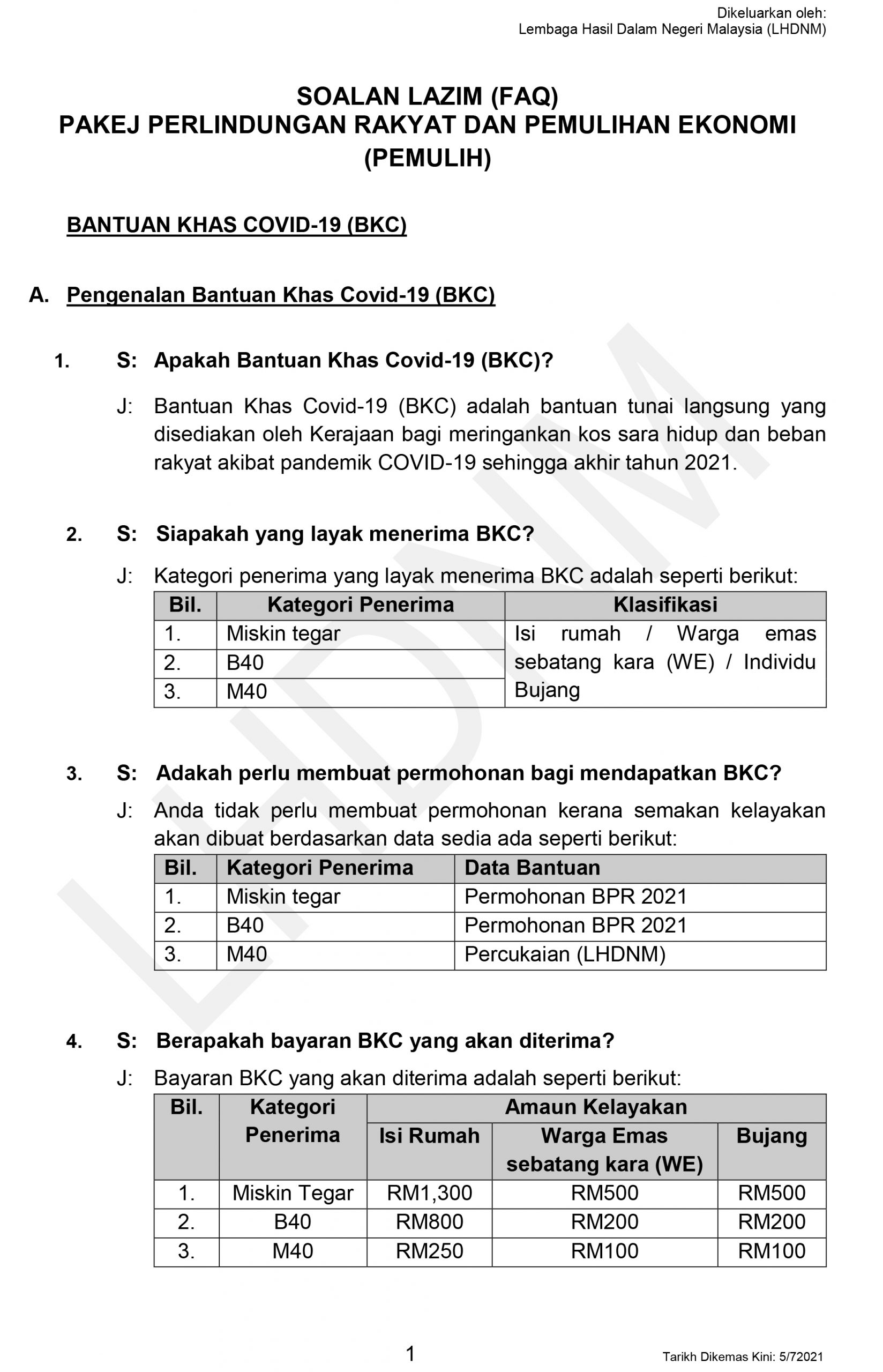 Bantuan khas covid 19 bkc permohonan